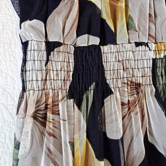 Kate & Lily Women's Maxi Dress Size 4 Navy Blue Long Sleeves Floral Sheer Lined - Picture 5 of 14